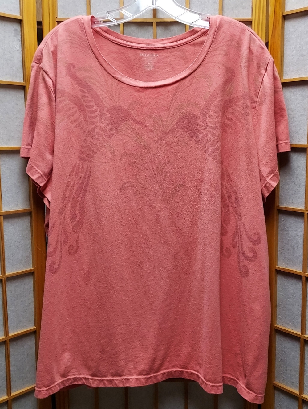 🐦 Sonoma Humming Bird Lovers Baroque Style Salmon Color Shirt Womens 3X